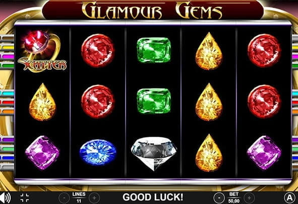 Eine kostenlose Demo-Version des Glamour Gems Slots.