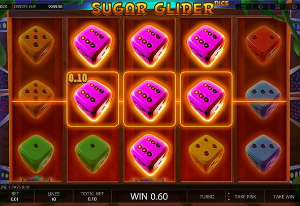 Eine kostenlose Demo-Version des Sugar Glider Dice Slots.