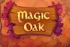 Der Magic Oak Slot von Habanero im Wildblaster Casino mit einer Wald-Landschaft im Hintergrund und Slot-Symbolen in Form von Tieren.