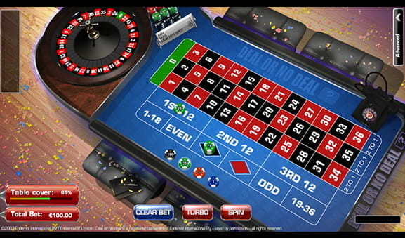 Der virtuelle Spieltisch beim Deal or No Deal Roulette des Herstellers SG Interactive.