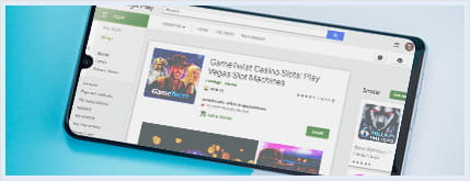 Die Produktseite einer Casino App im Google Play Store auf einem Android Handy.