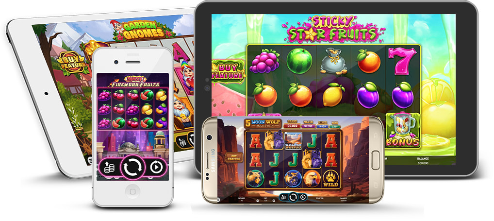 Slots des Herstellers Apparat Gaming auf unterschiedlichen Mobilgeräten dargestellt.