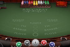 Spieltisch bei Baccarat bei Bitsler.
