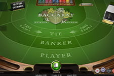 Spieltisch bei Baccarat im Mr Sloty Casino.