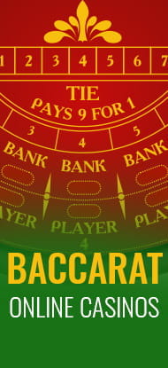 Das Bild zeigt ein Baccarat Logo und einen Spielcharakter.