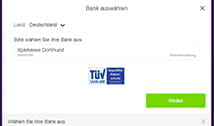 Bank auswählen und Online Banking Daten eingeben