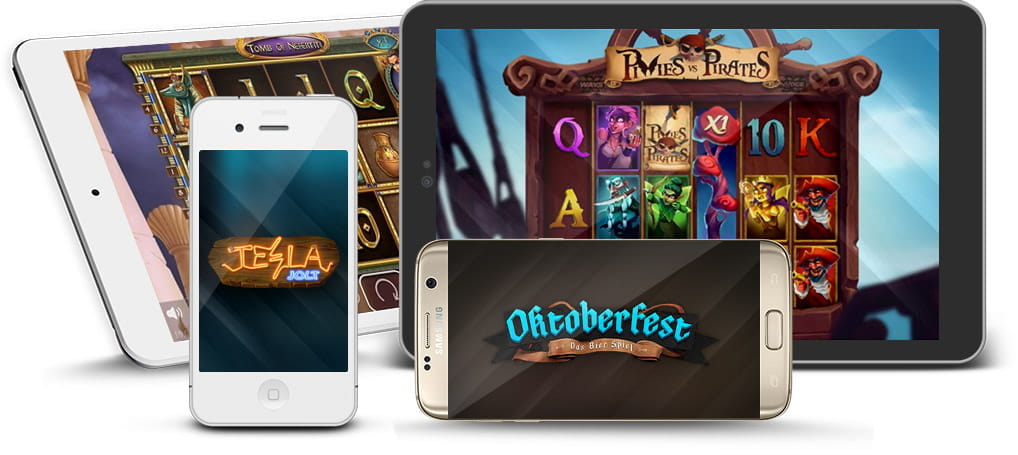 Die Spiele von Nolimits City dargestellt auf Smartphones und Tablets.