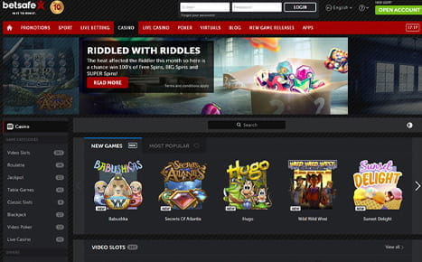 Das Betsafe Casino mit Spielen von GameArt.