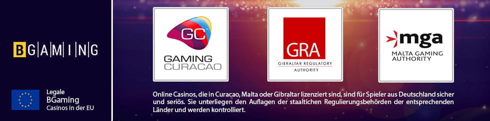 Europäische Regulierungsbehörden stellen Glücksspiellizenzen aus, die das Spielen aus Deutschland erlaubt.