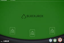 Der Spielbereich eines Blackjack Tisches.