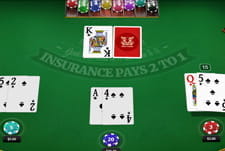 Eine Ansicht eines Blackjack Spieltischs.