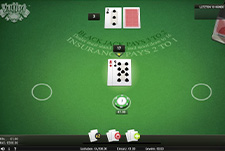 Der Tisch vom Spiel Blackjack von NetEnt mit gegebenen Karten bei Casinoly.