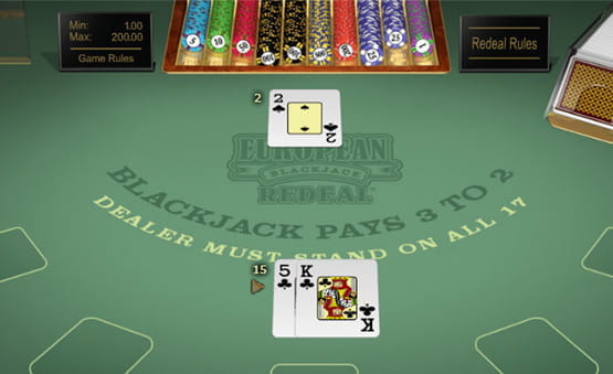 Das Spielfeld von Blackjack Redeal.