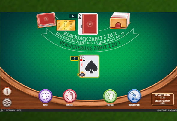 Das Low Stakes Blackjack Spiel kostenlos ausprobieren.