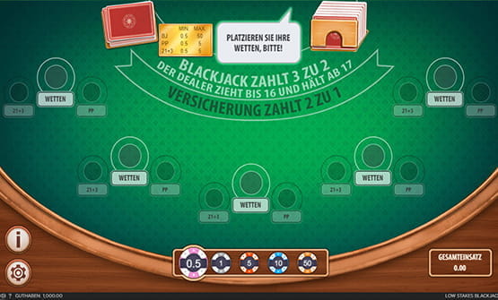 Mit Low Stakes Blackjack kommt auch dein kleineres Budget zum vollen Einsatz.