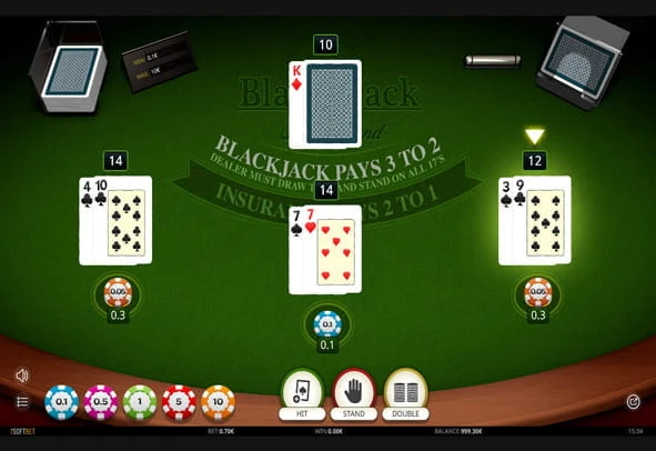Das Blackjack Multi-Hand iSoftBet Spiel kostenlos ausprobieren.