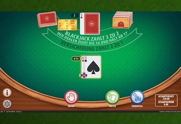 Das Super Stakes Blackjack Spiel kostenlos ausprobieren.