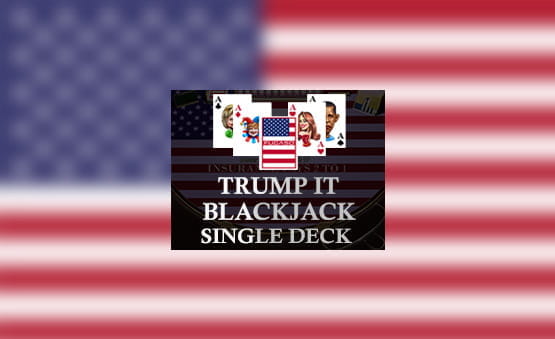 Das Logo des Spiels Trump It Blackjack Single Deck von Fugaso.