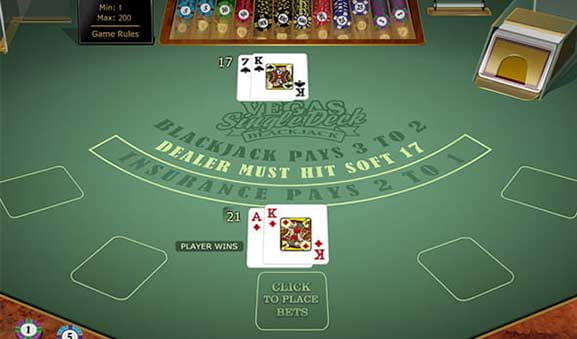Die kostenlose Demo-Version von Microgaming's Vegas Single Deck Blackjack.