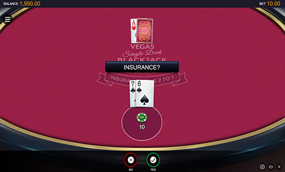 Der Spieltisch von Vegas Single Deck Blackjack von Microgaming.