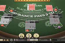 Der 21 Burn Blackjack online Tisch im BillyBets Casino.