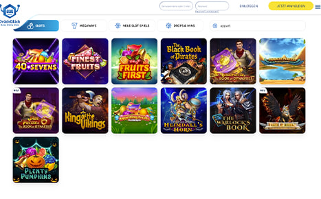Die Webseite des DrückGlück Casino.
