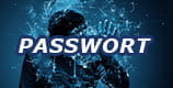 Das Bild zeigt eine dunkle Gestalt hinter einer Scheibe mit Code. Darüber steht das Wort Passwort.