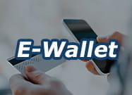 Ein Bild, dass Würfel und das Wort E-Wallet zeigt.