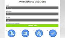 Die Einzahlung kann direkt ohne Anmeldung gestartet werden