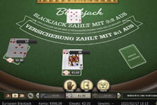 Gegebene Karten am European Blackjack Tisch von Betsoft im Avalon78.