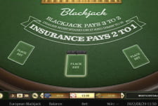 Der European Blackjack Tisch im Wunderwins Casino.