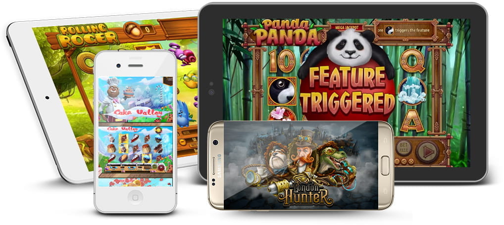 Diverse Habanero Spiele dargestellt auf Smartphones und Tablets.