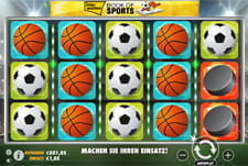 Ein fünf Walzen Slot exklusiv für Interwetten. Die Symbole zeigen Fußbälle, Basketbälle und Hockey Pucks.