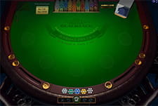 Der virtuelle Spieltisch von 21 Blackjack. Alle Plätze sind noch frei.