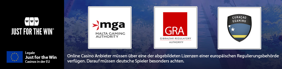 Die Lizenzen von Just For The Win: MGA, GRA & Curacao Egaming.