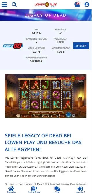 Legacy of Dead beim Löwen Play Casino im Test 