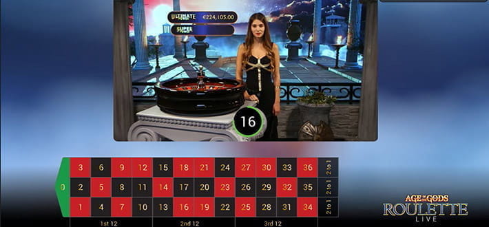 Age of the Gods Roulette im Live Bereich von William Hill.