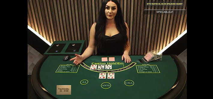 Casino Hold`em im Live Bereich des William Hill Casinos.