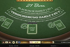 Das 21 Burn Blackjack Spiel im Lucky Dreams Casino.