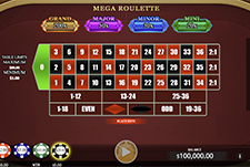 Spieltisch bei Mega Roulette.