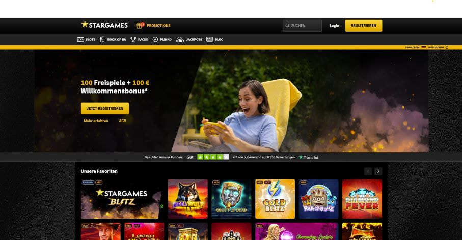 Die Startseite von Stargames