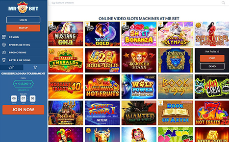 Die Webseite des Mr. Bet Casinos.