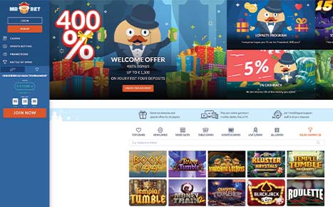 Die Webseite des Mr Bet Casino.