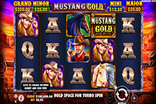 Der Online Spielautomat Mustang Gold von Pragmatic Play im Rolling Slots Casino.