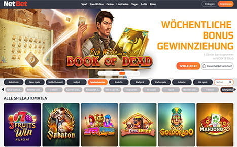 Die Überblickseite mit den angebotenen Slots im NetBet Casino.