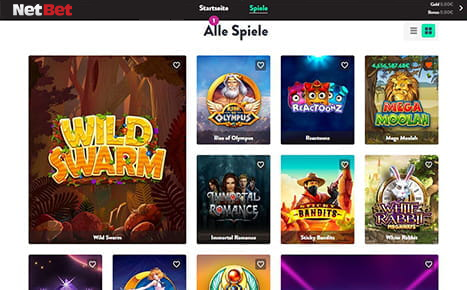 Spielübersicht im Netbet Online Casino.