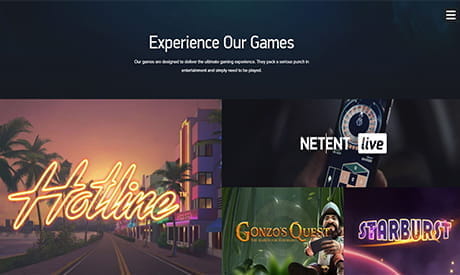 Das Bild zeigt einen Teil der großartigen Auswahl, die NetEnt an Casino Spielen im Angebot hat.