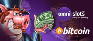 Das Bild zeigt das Omnislots und das Bitcoin Logo.