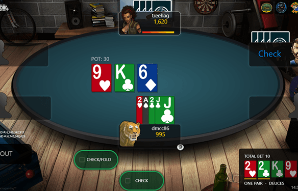 Die Spielfläche beim Omaha Hold'em.