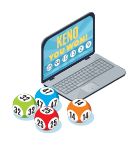 Kenokugeln liegen neben einem Laptop.